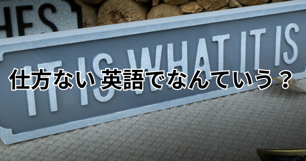 仕方ない 英語でなんていう？　it is what it is